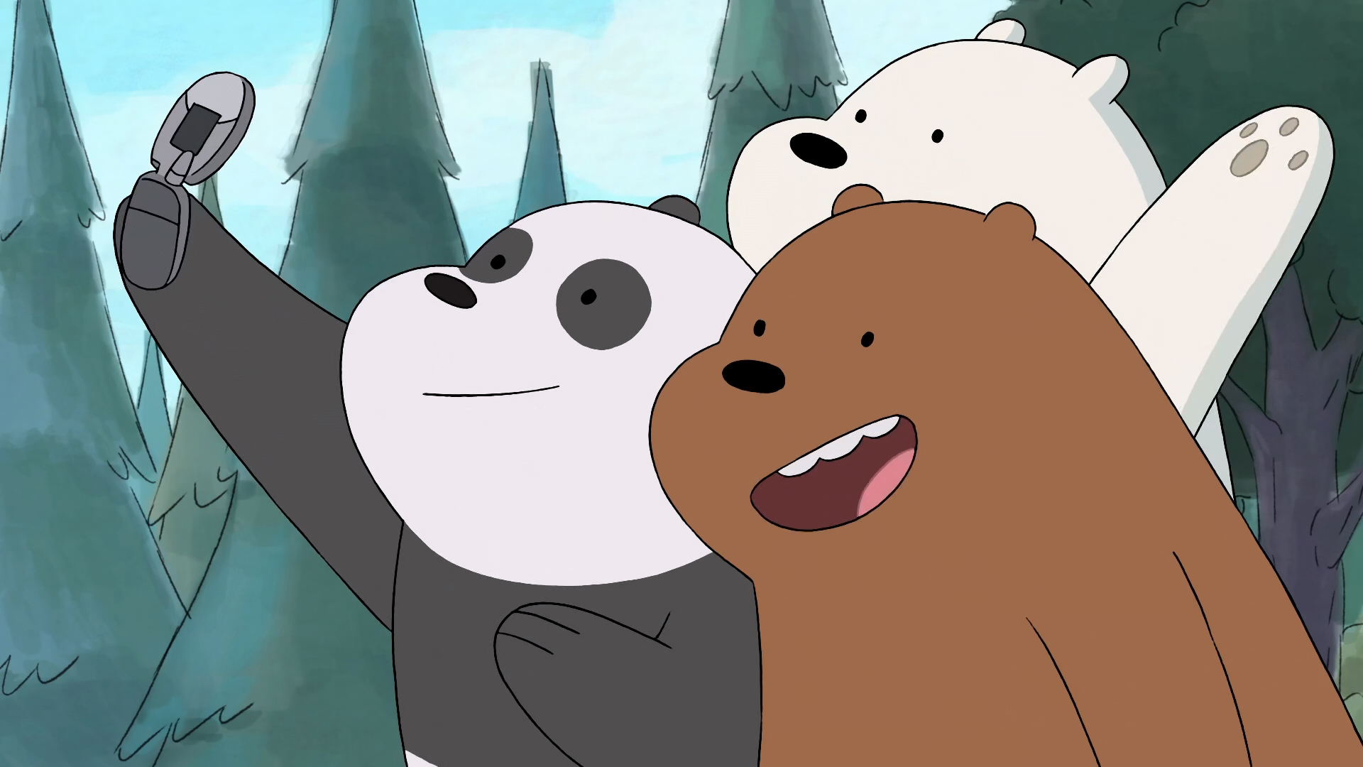 动漫卡通,三只傻熊,熊猫,自拍,课外